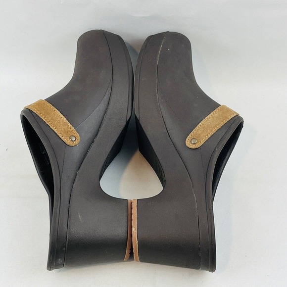 Womens 10 Crocs Sarah Espresso Clog Brown Slip On Shoes 3" Heel Style 203631 - Picture 7 of 11